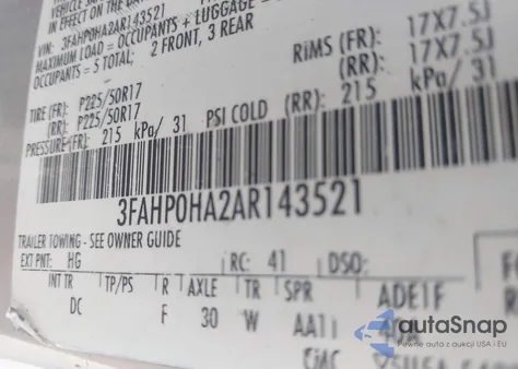 2010 Ford Fusion Se from USA, damaged, VIN 3FAHP0HA2AR143521